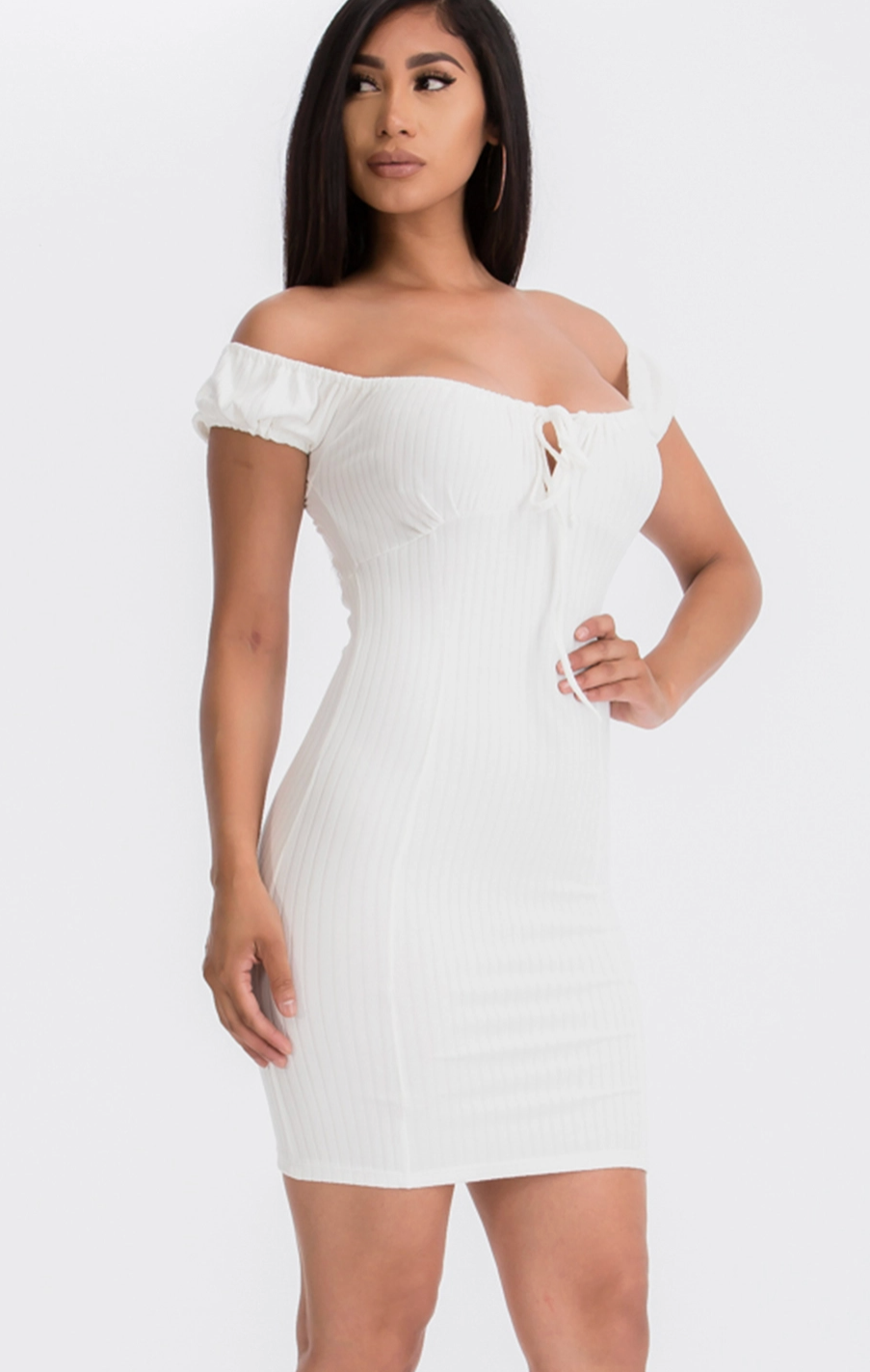 Angel Ribbed Bodycon Dress